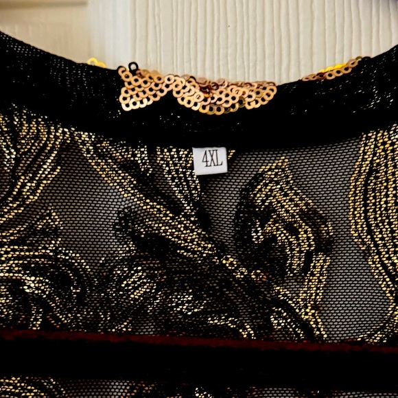 Elegant Sequined Duster/Tunic - Black & Gold - XL - Picture 10 of 15